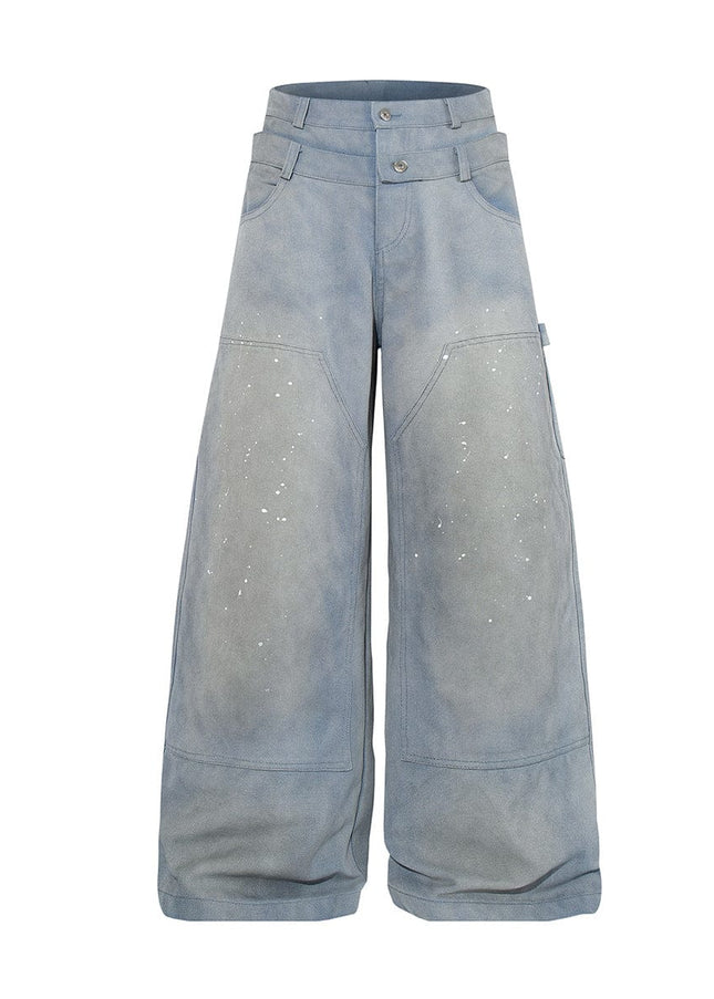 TALKLESSFASHION Jiaqlo 2026 new wasteland style American retro stained washed wide-leg jeans straight ink splashed logging pants