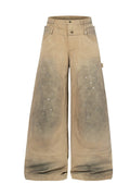 TALKLESSFASHION Jiaqlo 2026 new wasteland style American retro stained washed wide-leg jeans straight ink splashed logging pants