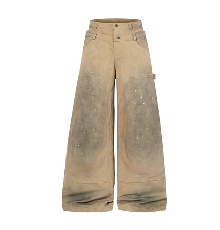THETLSTUDIO Jiaqlo 2026 new wasteland style American retro stained washed wide-leg jeans straight ink splashed logging pants