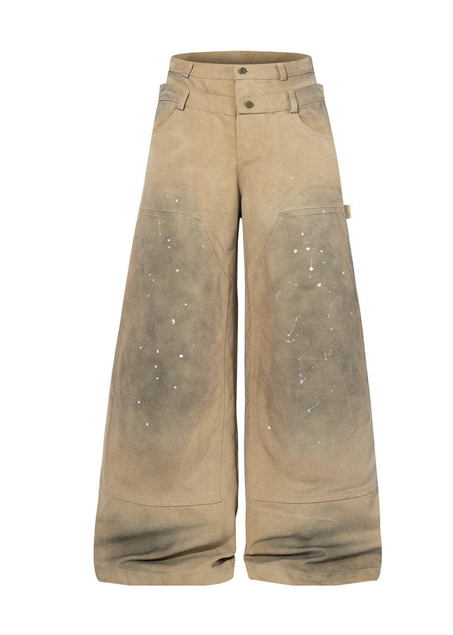 TALKLESSFASHION Jiaqlo 2026 new wasteland style American retro stained washed wide-leg jeans straight ink splashed logging pants