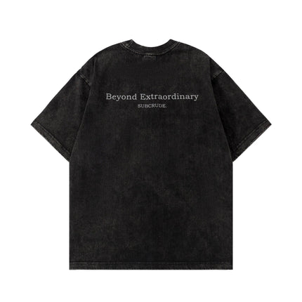 TALKLESSFASHION Jiaqlo men's 2025 spring and summer new American street fashion brand wash worn-out hand print short sleeve T-shirt men