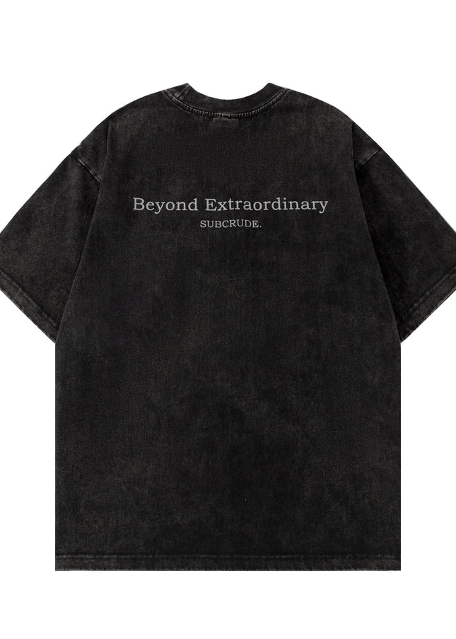 TALKLESSFASHION Jiaqlo men's 2025 spring and summer new American street fashion brand wash worn-out hand print short sleeve T-shirt men