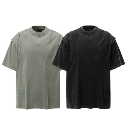 THETLSTUDIO Jiaqlo men's 2025 summer new American retro functional trend brand tee heavy wash short sleeve t-shirt men