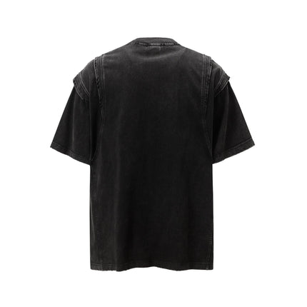 TALKLESSFASHION Jiaqlo men's 2025 summer new American retro functional trend brand tee heavy wash short sleeve t-shirt men