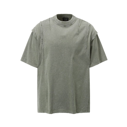 TALKLESSFASHION Jiaqlo men's 2025 summer new American retro functional trend brand tee heavy wash short sleeve t-shirt men