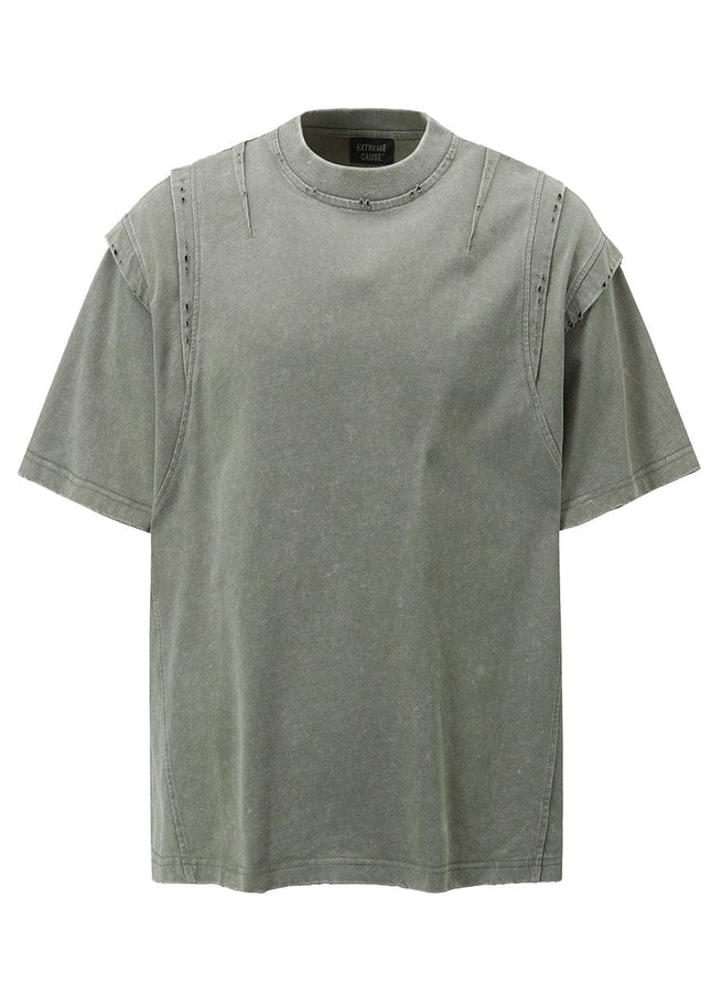 TALKLESSFASHION Jiaqlo men's 2025 summer new American retro functional trend brand tee heavy wash short sleeve t-shirt men