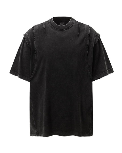 TALKLESSFASHION Jiaqlo men's 2025 summer new American retro functional trend brand tee heavy wash short sleeve t-shirt men