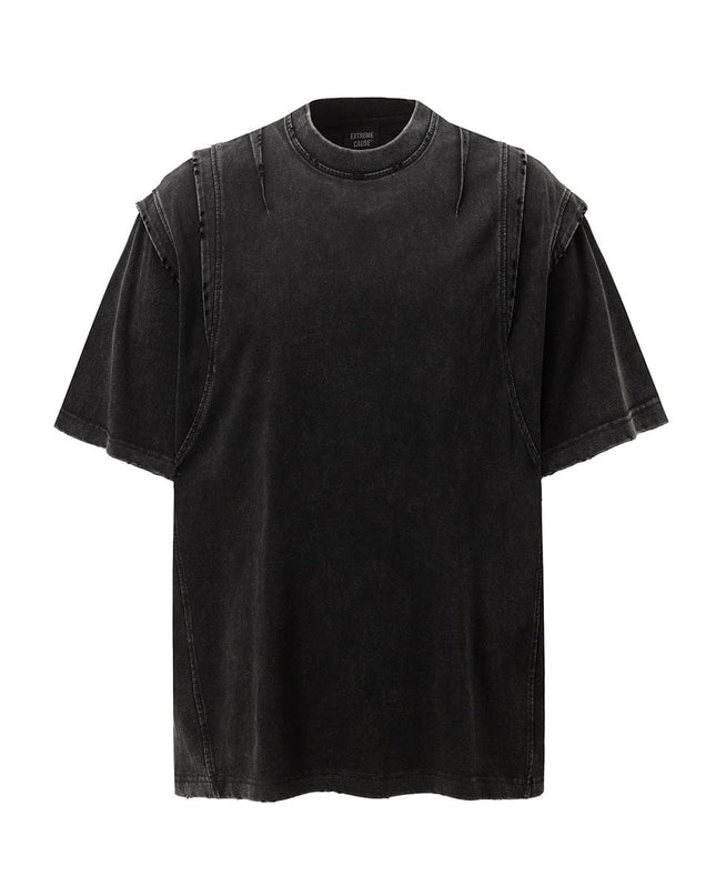 TALKLESSFASHION Jiaqlo men's 2025 summer new American retro functional trend brand tee heavy wash short sleeve t-shirt men