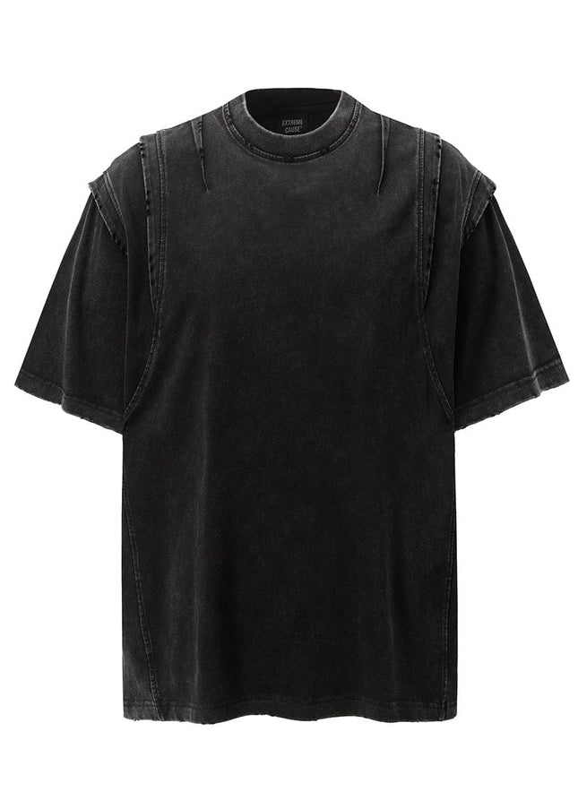 TALKLESSFASHION Jiaqlo men's 2025 summer new American retro functional trend brand tee heavy wash short sleeve t-shirt men