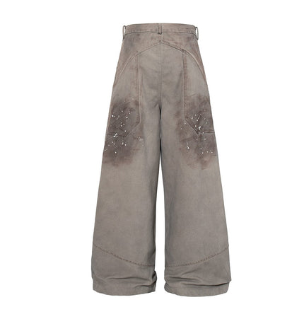 THETLSTUDIO Jiayiku 2026 new American locomotive wasteland style heavy washed stained personalized jeans loose wide-leg pants