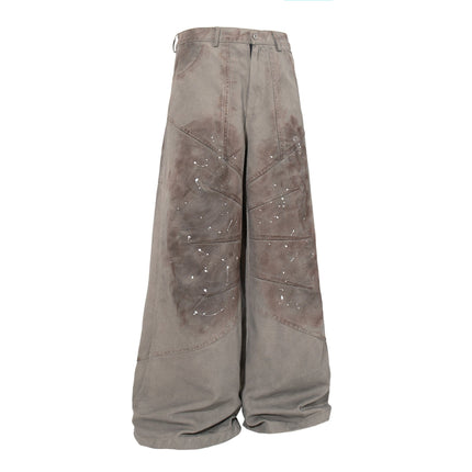 TALKLESSFASHION Jiayiku 2026 new American locomotive wasteland style heavy washed stained personalized jeans loose wide-leg pants