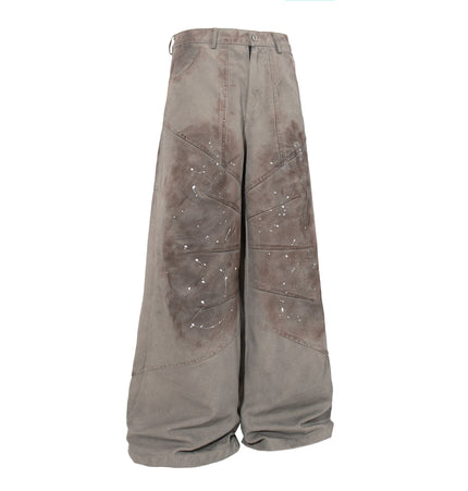 THETLSTUDIO Jiayiku 2026 new American locomotive wasteland style heavy washed stained personalized jeans loose wide-leg pants