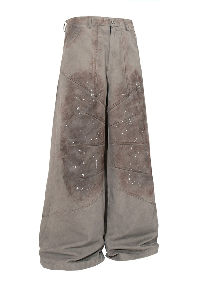 TALKLESSFASHION Jiayiku 2026 new American locomotive wasteland style heavy washed stained personalized jeans loose wide-leg pants