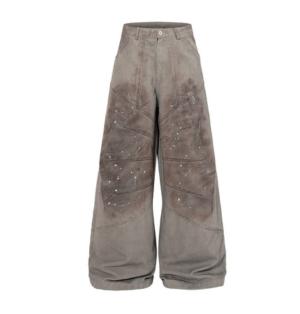 THETLSTUDIO Jiayiku 2026 new American locomotive wasteland style heavy washed stained personalized jeans loose wide-leg pants
