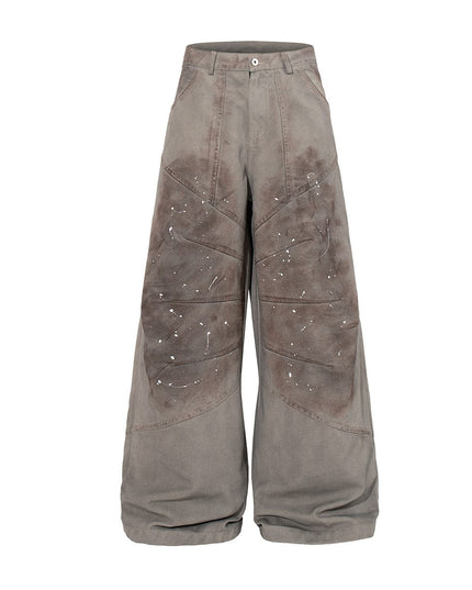 TALKLESSFASHION Jiayiku 2026 new American locomotive wasteland style heavy washed stained personalized jeans loose wide-leg pants
