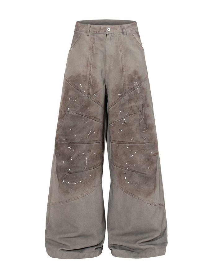 TALKLESSFASHION Jiayiku 2026 new American locomotive wasteland style heavy washed stained personalized jeans loose wide-leg pants