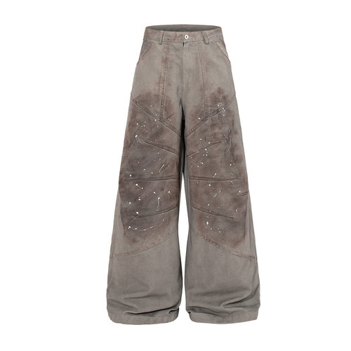 THETLSTUDIO Jiayiku 2026 new American locomotive wasteland style heavy washed stained personalized jeans loose wide-leg pants