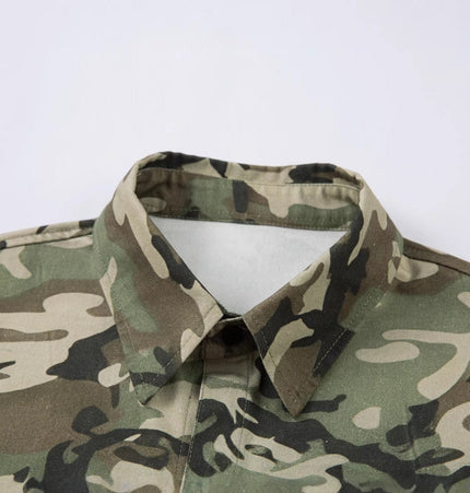 THETLSTUDIO Jiayiku 2026 new fake two-piece floral shirt Hawaiian vacation American retro leopard print camouflage shirt long sleeves