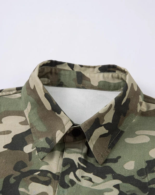 TALKLESSFASHION Jiayiku 2026 new fake two-piece floral shirt Hawaiian vacation American retro leopard print camouflage shirt long sleeves