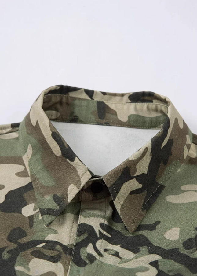 TALKLESSFASHION Jiayiku 2026 new fake two-piece floral shirt Hawaiian vacation American retro leopard print camouflage shirt long sleeves