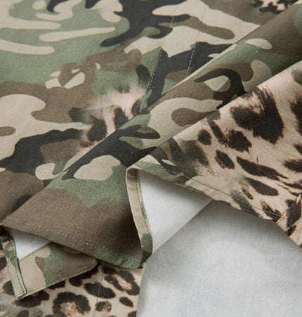 THETLSTUDIO Jiayiku 2026 new fake two-piece floral shirt Hawaiian vacation American retro leopard print camouflage shirt long sleeves