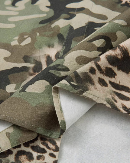 TALKLESSFASHION Jiayiku 2026 new fake two-piece floral shirt Hawaiian vacation American retro leopard print camouflage shirt long sleeves
