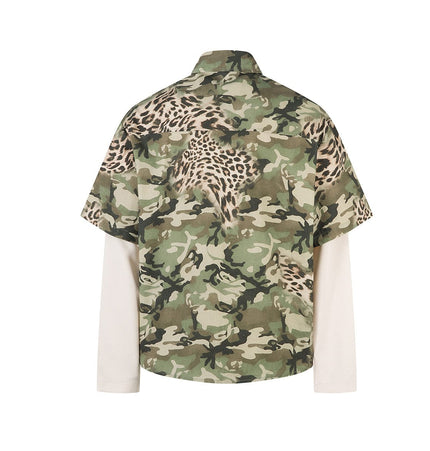 THETLSTUDIO Jiayiku 2026 new fake two-piece floral shirt Hawaiian vacation American retro leopard print camouflage shirt long sleeves