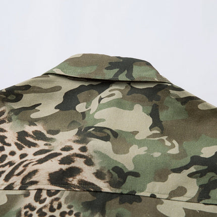 TALKLESSFASHION Jiayiku 2026 new fake two-piece floral shirt Hawaiian vacation American retro leopard print camouflage shirt long sleeves
