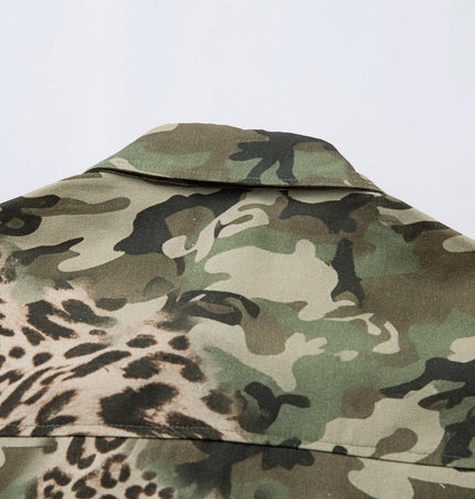 THETLSTUDIO Jiayiku 2026 new fake two-piece floral shirt Hawaiian vacation American retro leopard print camouflage shirt long sleeves