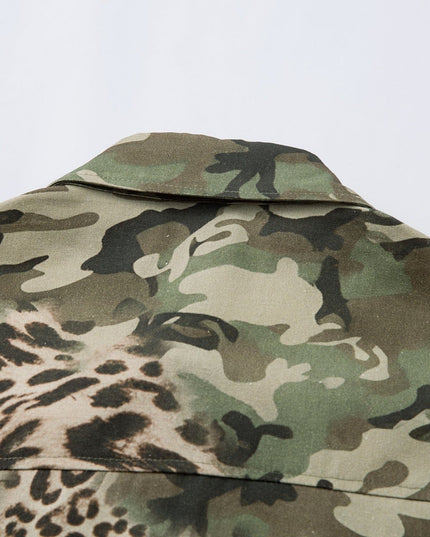 TALKLESSFASHION Jiayiku 2026 new fake two-piece floral shirt Hawaiian vacation American retro leopard print camouflage shirt long sleeves
