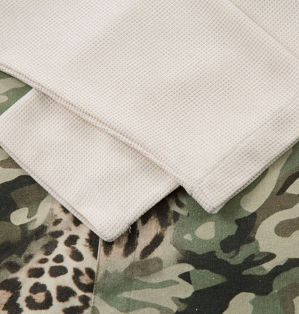 THETLSTUDIO Jiayiku 2026 new fake two-piece floral shirt Hawaiian vacation American retro leopard print camouflage shirt long sleeves