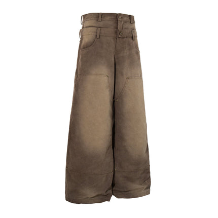 TALKLESSFASHION Jiayiku 2026 new wasteland style American high street dirty dye washed rivet jeans wide-leg cargo logging pants