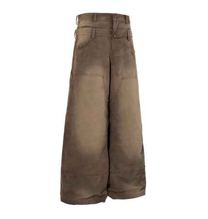 THETLSTUDIO Jiayiku 2026 new wasteland style American high street dirty dye washed rivet jeans wide-leg cargo logging pants
