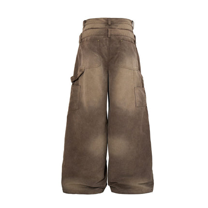 TALKLESSFASHION Jiayiku 2026 new wasteland style American high street dirty dye washed rivet jeans wide-leg cargo logging pants