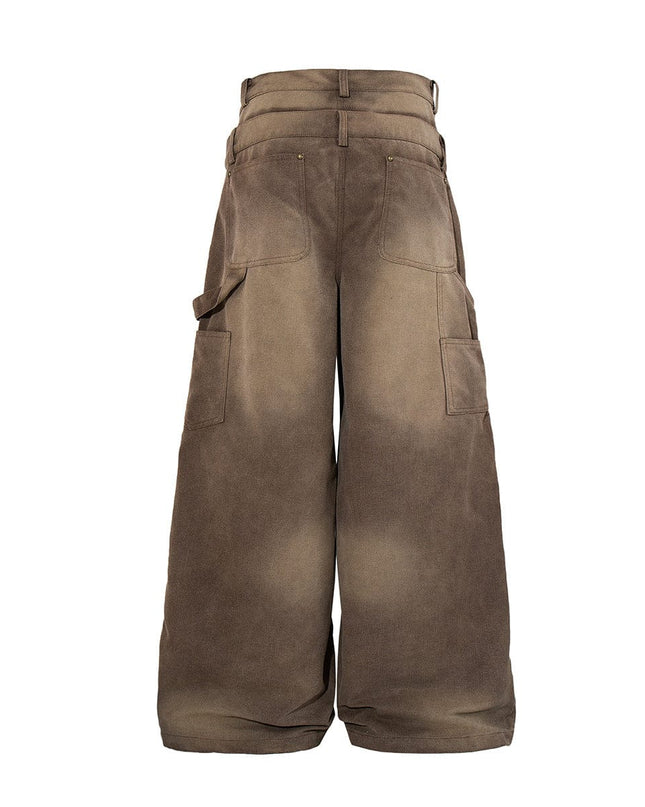 TALKLESSFASHION Jiayiku 2026 new wasteland style American high street dirty dye washed rivet jeans wide-leg cargo logging pants