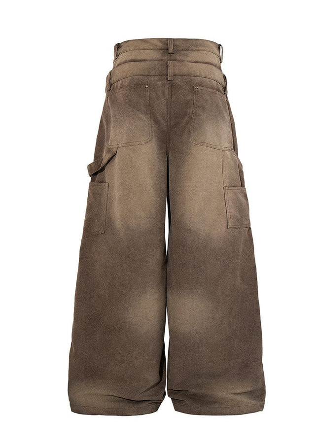 TALKLESSFASHION Jiayiku 2026 new wasteland style American high street dirty dye washed rivet jeans wide-leg cargo logging pants