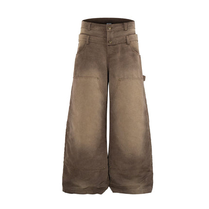 TALKLESSFASHION Jiayiku 2026 new wasteland style American high street dirty dye washed rivet jeans wide-leg cargo logging pants