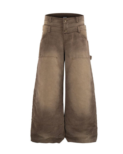 TALKLESSFASHION Jiayiku 2026 new wasteland style American high street dirty dye washed rivet jeans wide-leg cargo logging pants