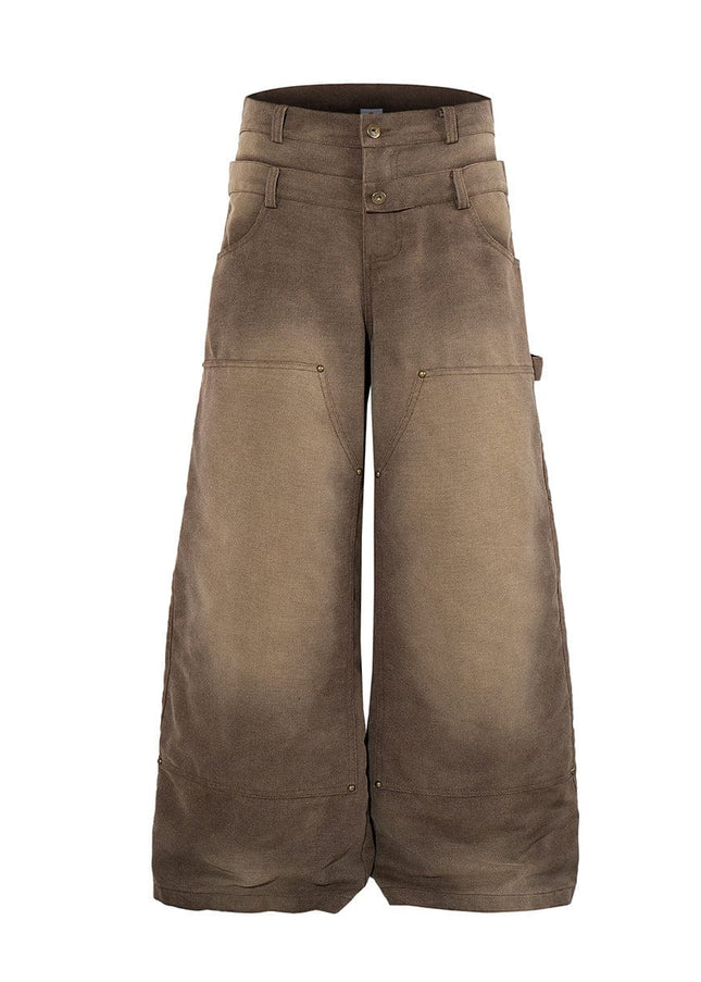 TALKLESSFASHION Jiayiku 2026 new wasteland style American high street dirty dye washed rivet jeans wide-leg cargo logging pants