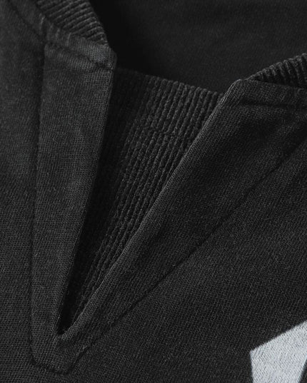TALKLESSFASHION Jiayiku Men's 2026 New American Street Trendy Brand Fake Two Washed Damaged and Eroded Washed T-Shirt Long Sleeves