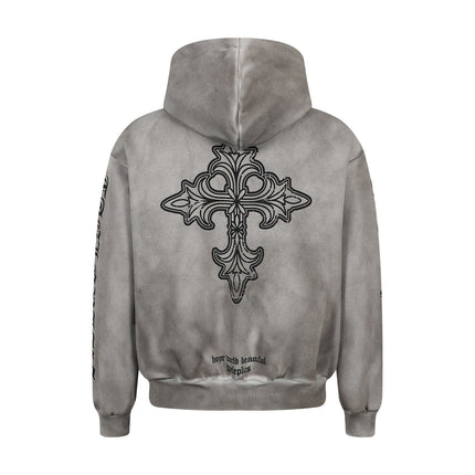 TALKLESSFASHION Jiayiku Men's 2026 New Wasteland Feng Shui Washed Stained Dyed Cardigan Sweatshirt Jacket Men's and Women's American Street Hoodie