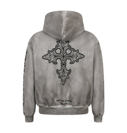 TALKLESSFASHION Jiayiku Men's 2026 New Wasteland Feng Shui Washed Stained Dyed Cardigan Sweatshirt Jacket Men's and Women's American Street Hoodie