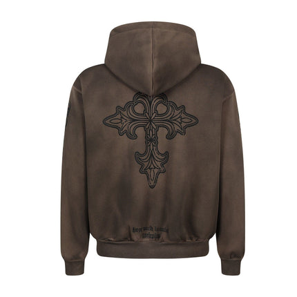TALKLESSFASHION Jiayiku Men's 2026 New Wasteland Feng Shui Washed Stained Dyed Cardigan Sweatshirt Jacket Men's and Women's American Street Hoodie