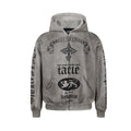 TALKLESSFASHION Jiayiku Men's 2026 New Wasteland Feng Shui Washed Stained Dyed Cardigan Sweatshirt Jacket Men's and Women's American Street Hoodie