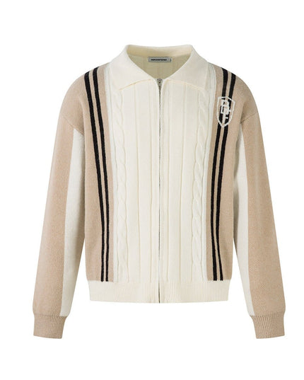 TALKLESSFASHION Jiayiku men's clothing 2025 autumn new Korean lazy campus style striped knitwear motorcycle sweater base layer