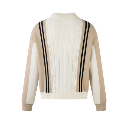 TALKLESSFASHION Jiayiku men's clothing 2025 autumn new Korean lazy campus style striped knitwear motorcycle sweater base layer