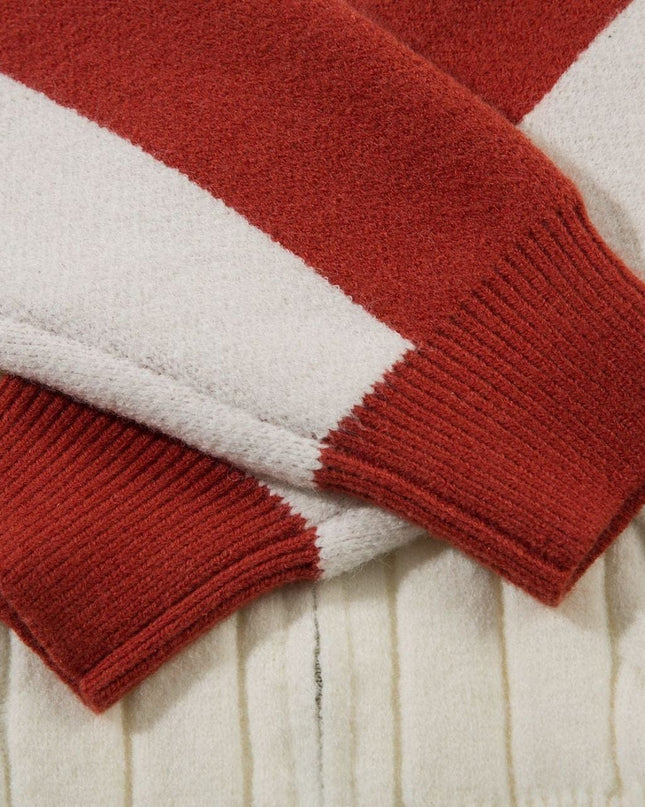 TALKLESSFASHION Jiayiku men's clothing 2025 autumn new Korean lazy campus style striped knitwear motorcycle sweater base layer