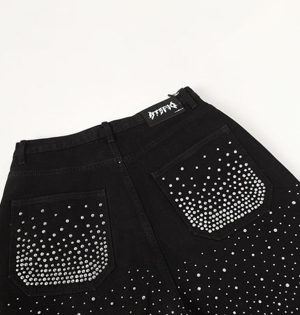 THETLSTUDIO Jiayiku Men's Fall 2025 New American High Street RO Style Heavy Industry Hot Diamond Jeans High-end Wide-leg Pants