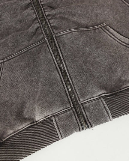 TALKLESSFASHION Jiayiku Men's Fall 2025 New American Street Personality Hoodie Pleated Washed Old Hoodie with Fleece
