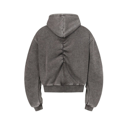 TALKLESSFASHION Jiayiku Men's Fall 2025 New American Street Personality Hoodie Pleated Washed Old Hoodie with Fleece